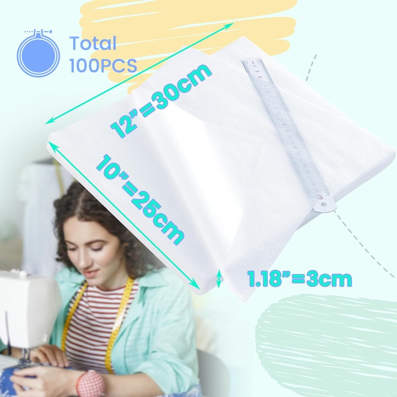 craftido 12"x10" 100 Sheets No Show Mesh Embroidery Stabilizer Backing for 5x7 Hoops 1.8oz Light Weight for Machine Embroidery and Hand Sewing - Image 2